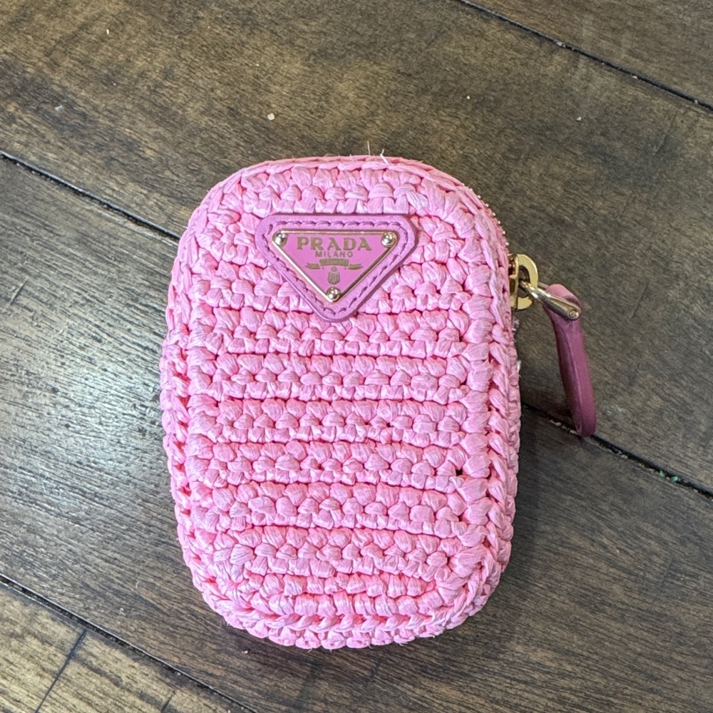 Prada Pink Woven Keychain Pouch - Picture 5 of 5